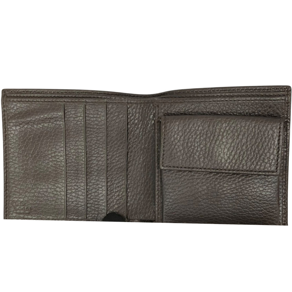 Gucci GG Canvas Bi-Fold Wallet Beige and Dark Brown