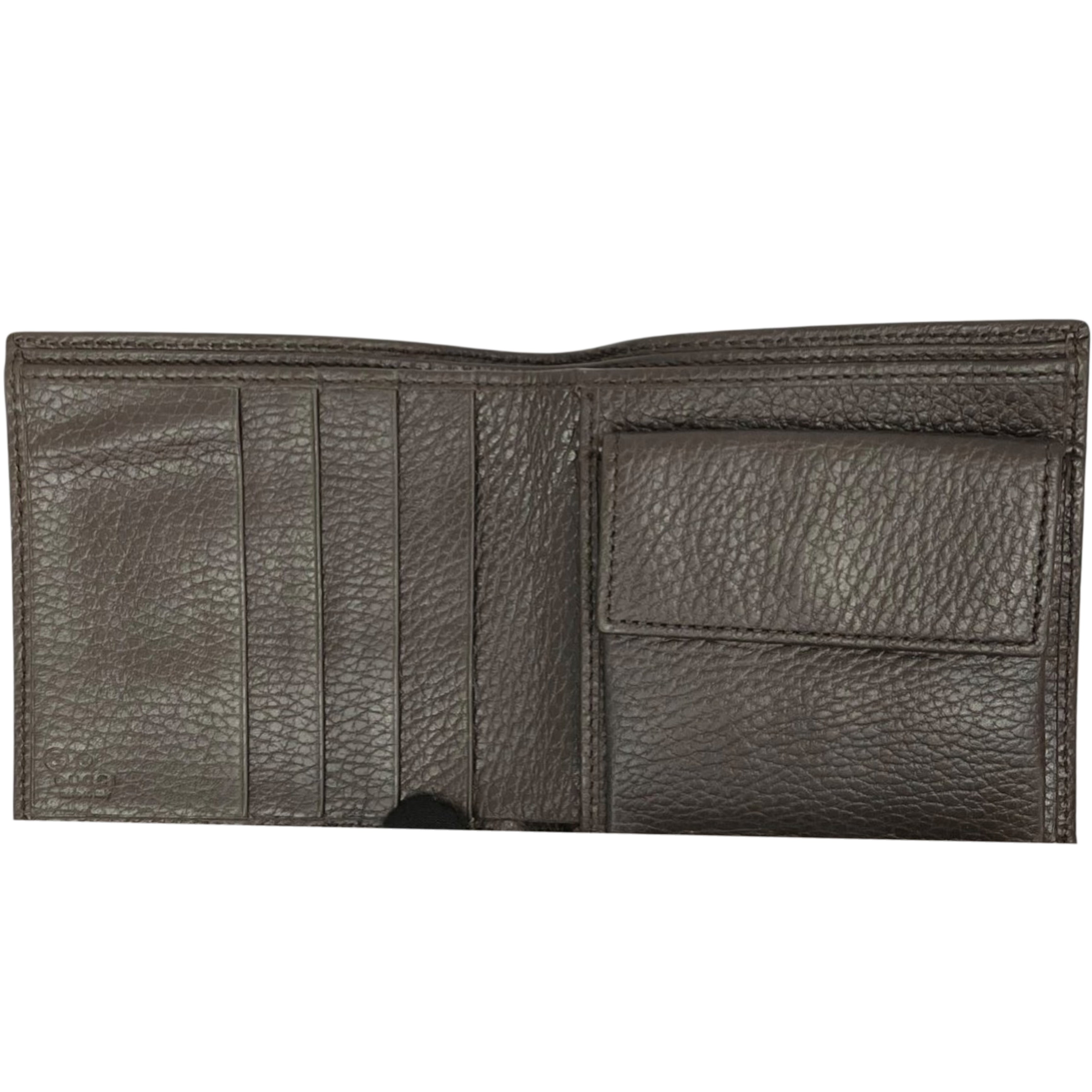 Gucci GG Canvas Bi-Fold Wallet Beige and Dark Brown