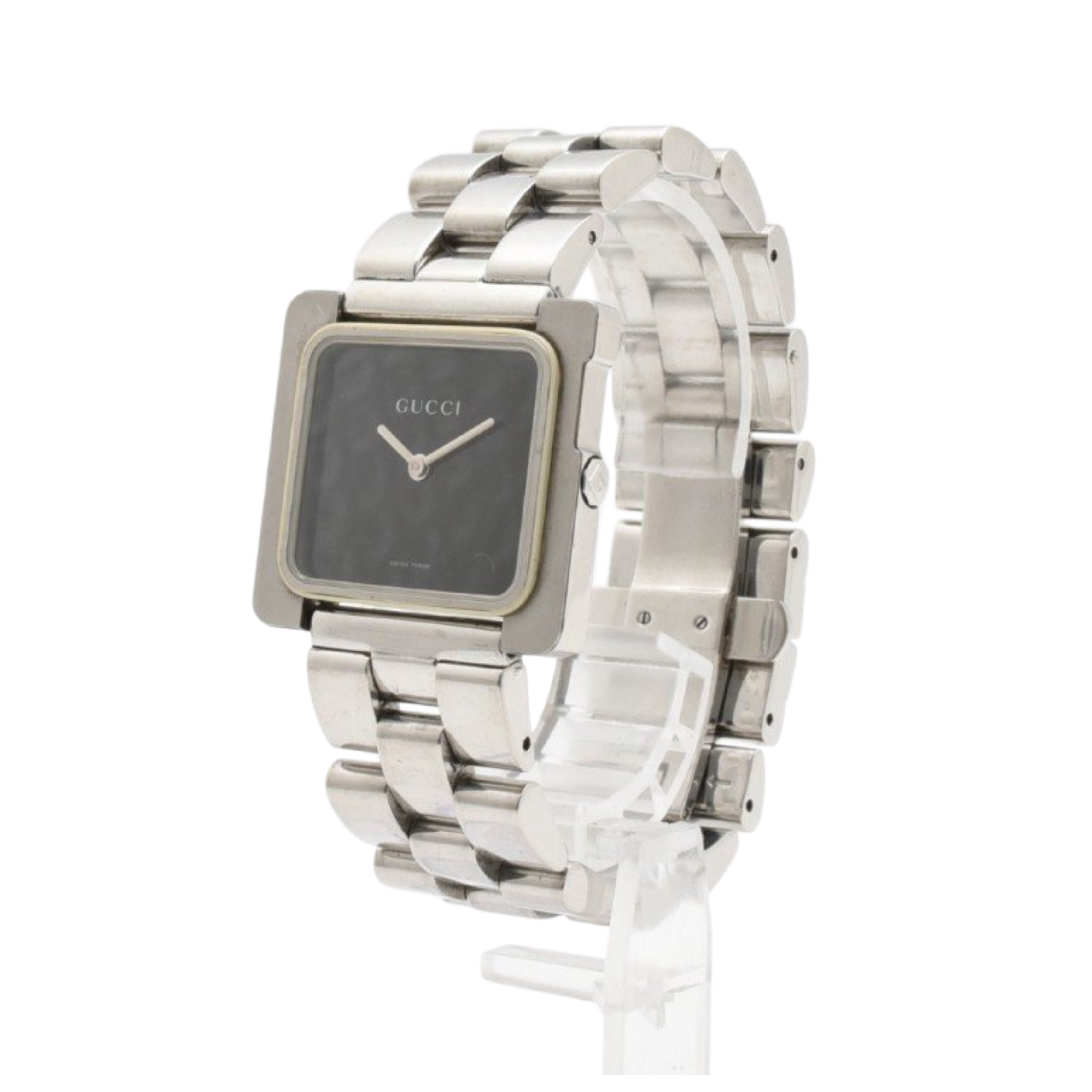 Gucci 3600M Square Stainless Steel Quartz Watch Black Dial