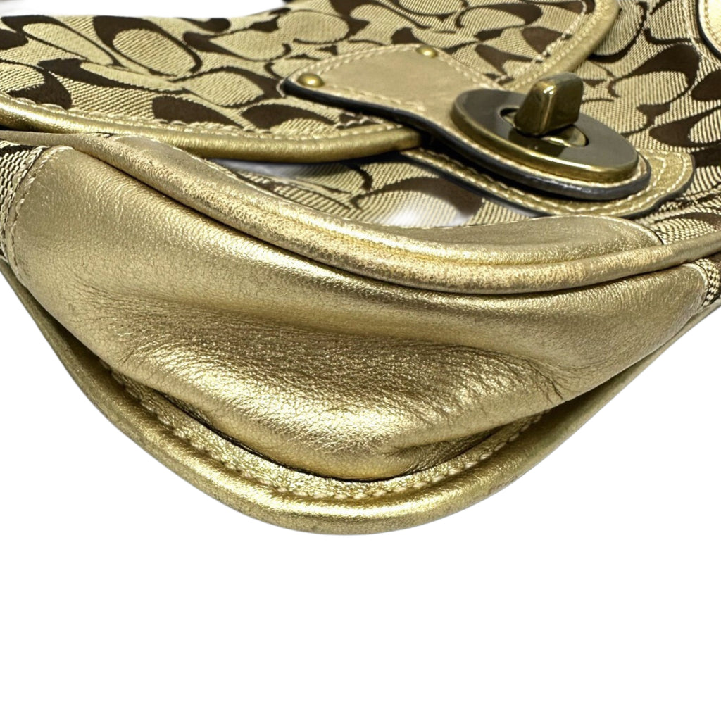 Coach Signature Canvas Turnlock Shoulder Bag