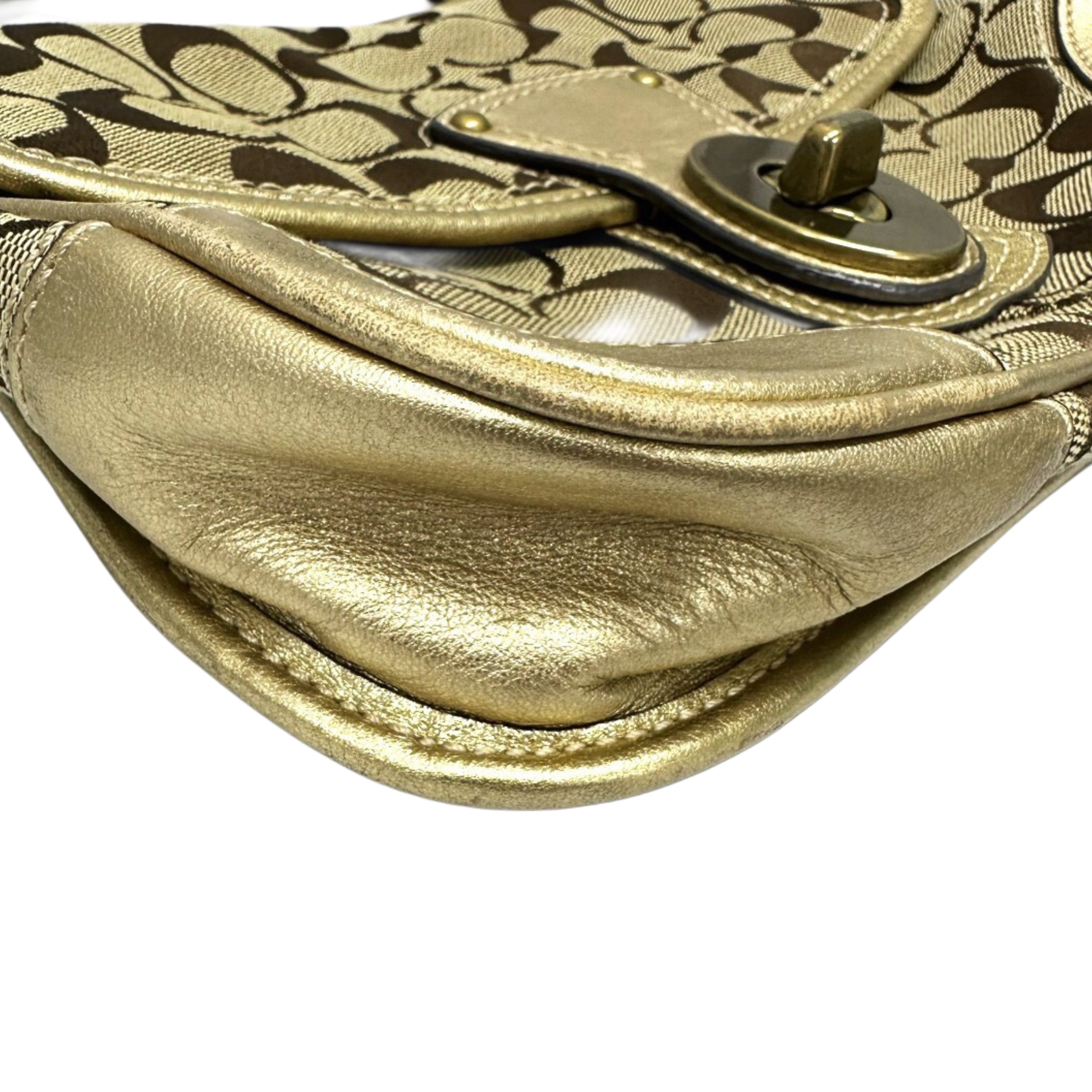 Coach Signature Canvas Turnlock Shoulder Bag