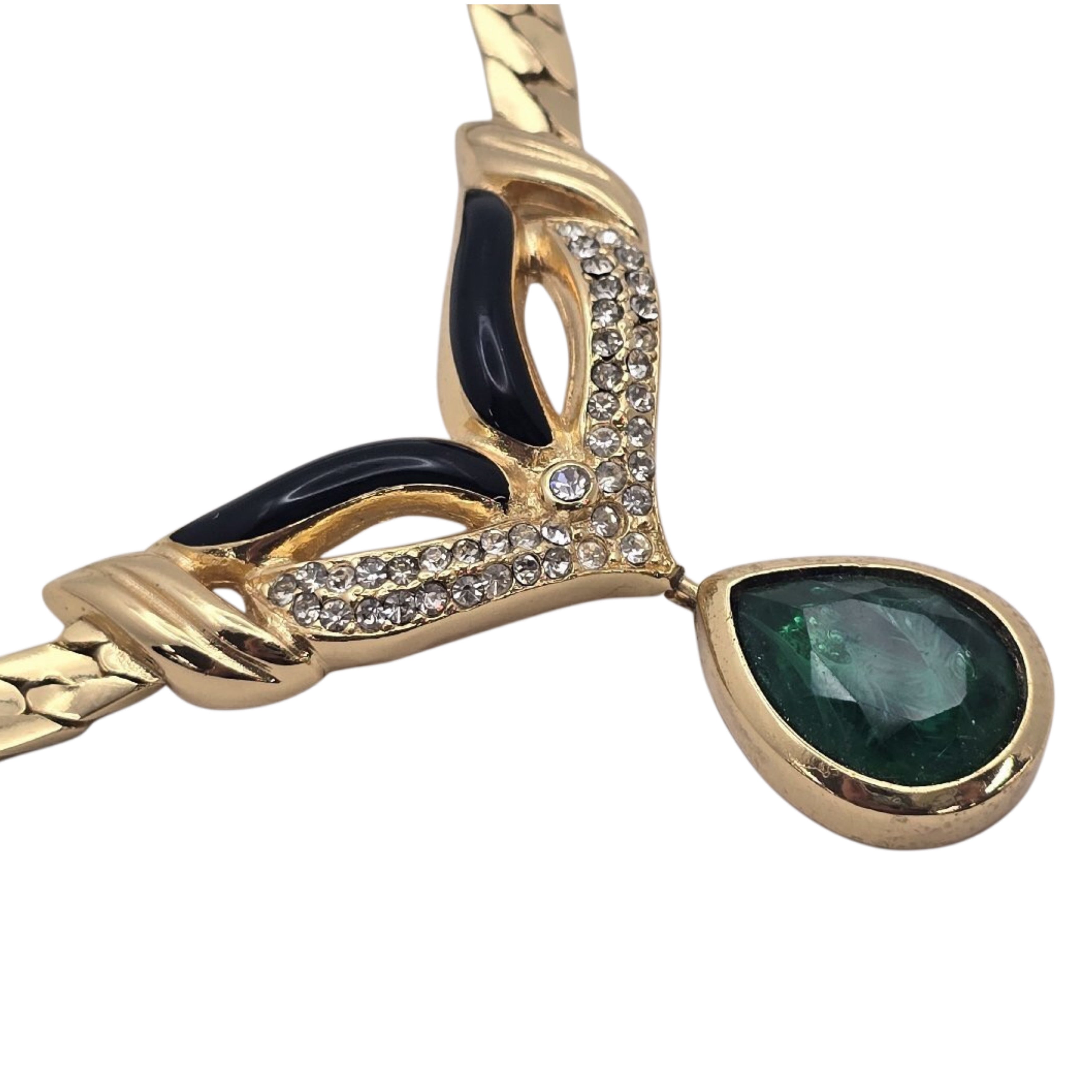 CHRISTIAN DIOR Gripoix Emerald Necklace