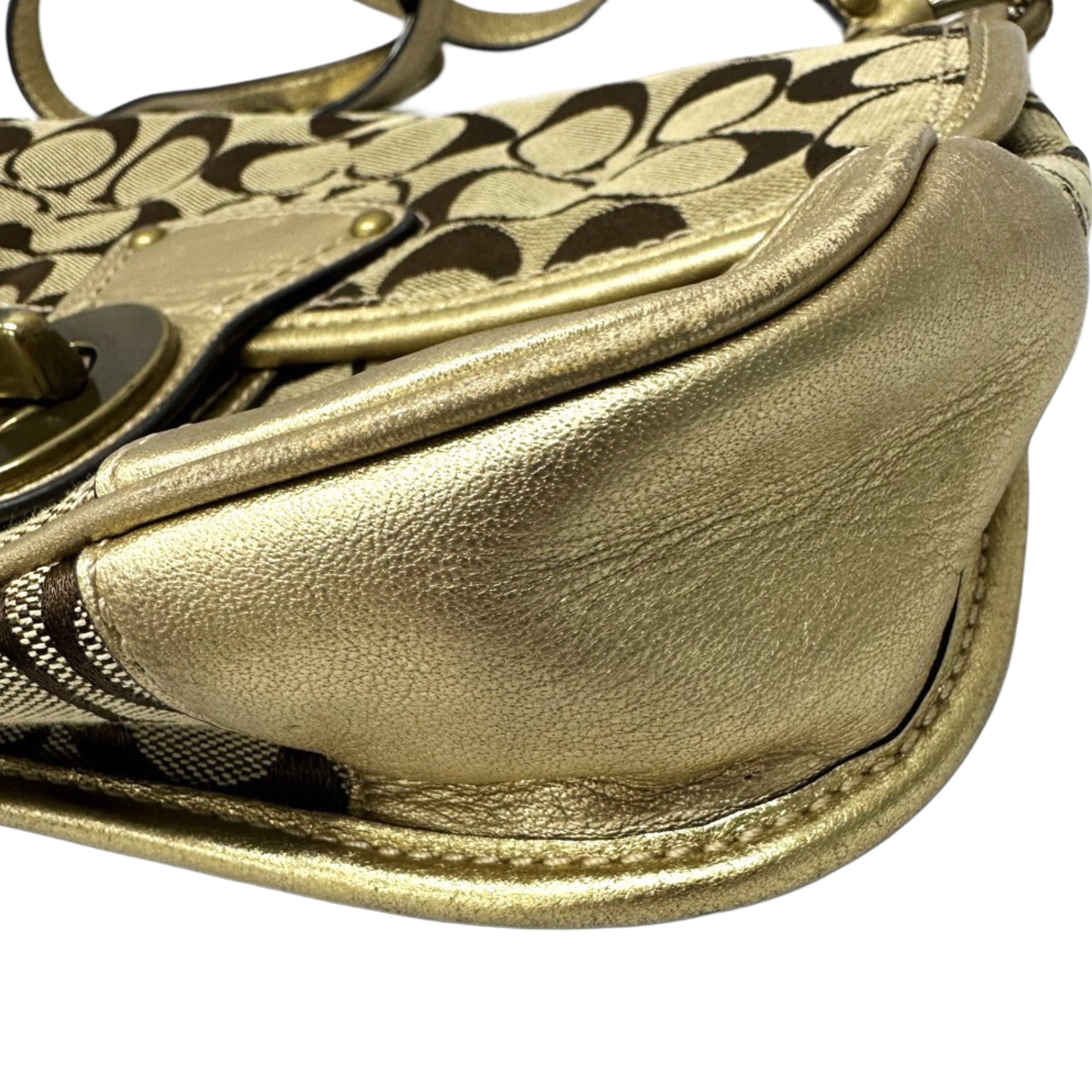 Coach Signature Canvas Turnlock Shoulder Bag