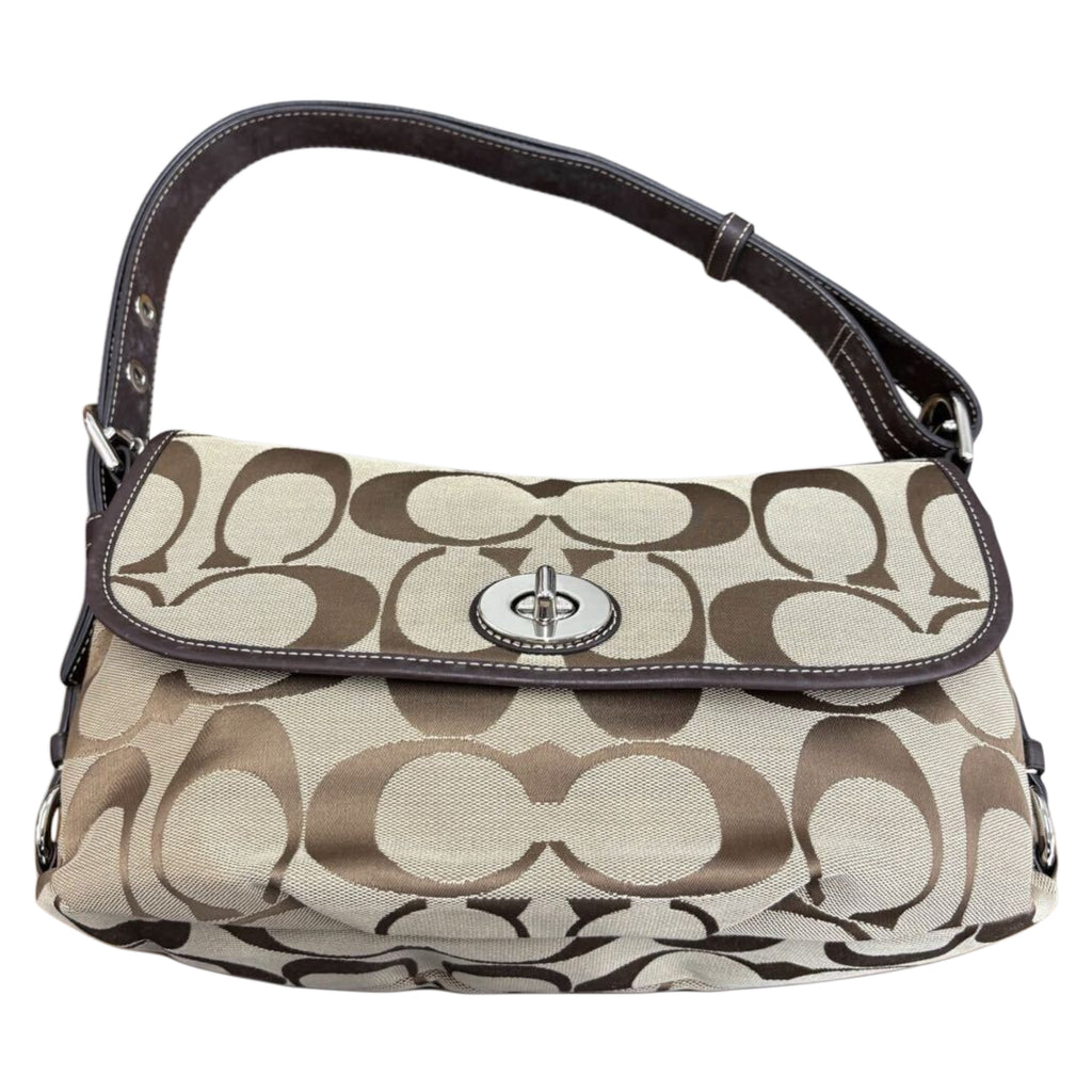 COACH Signature Turnlock Crossbody Shoulder Bag Brown