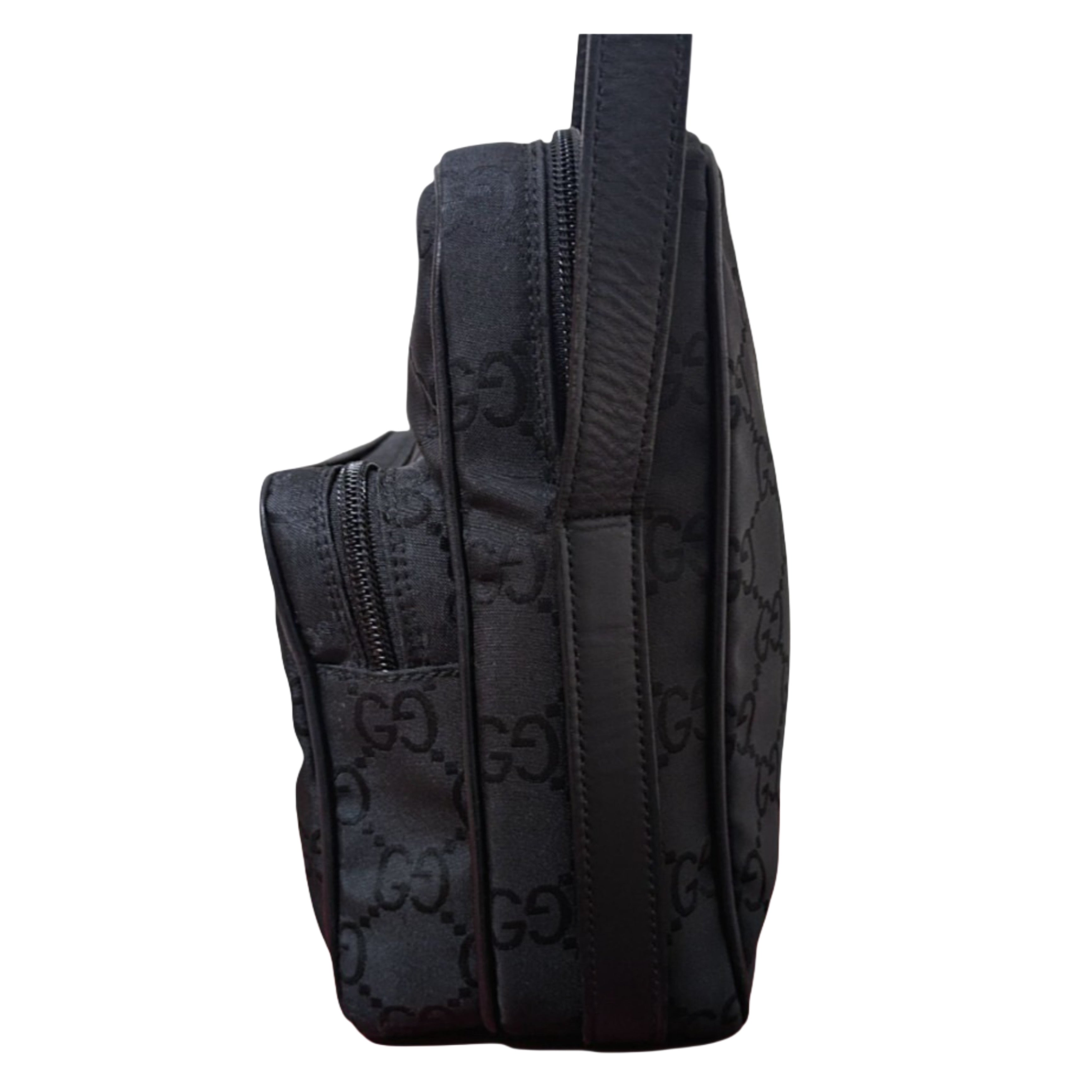 Gucci Black GG Nylon and Leather Unisex Crossbody/Shoulder Bag