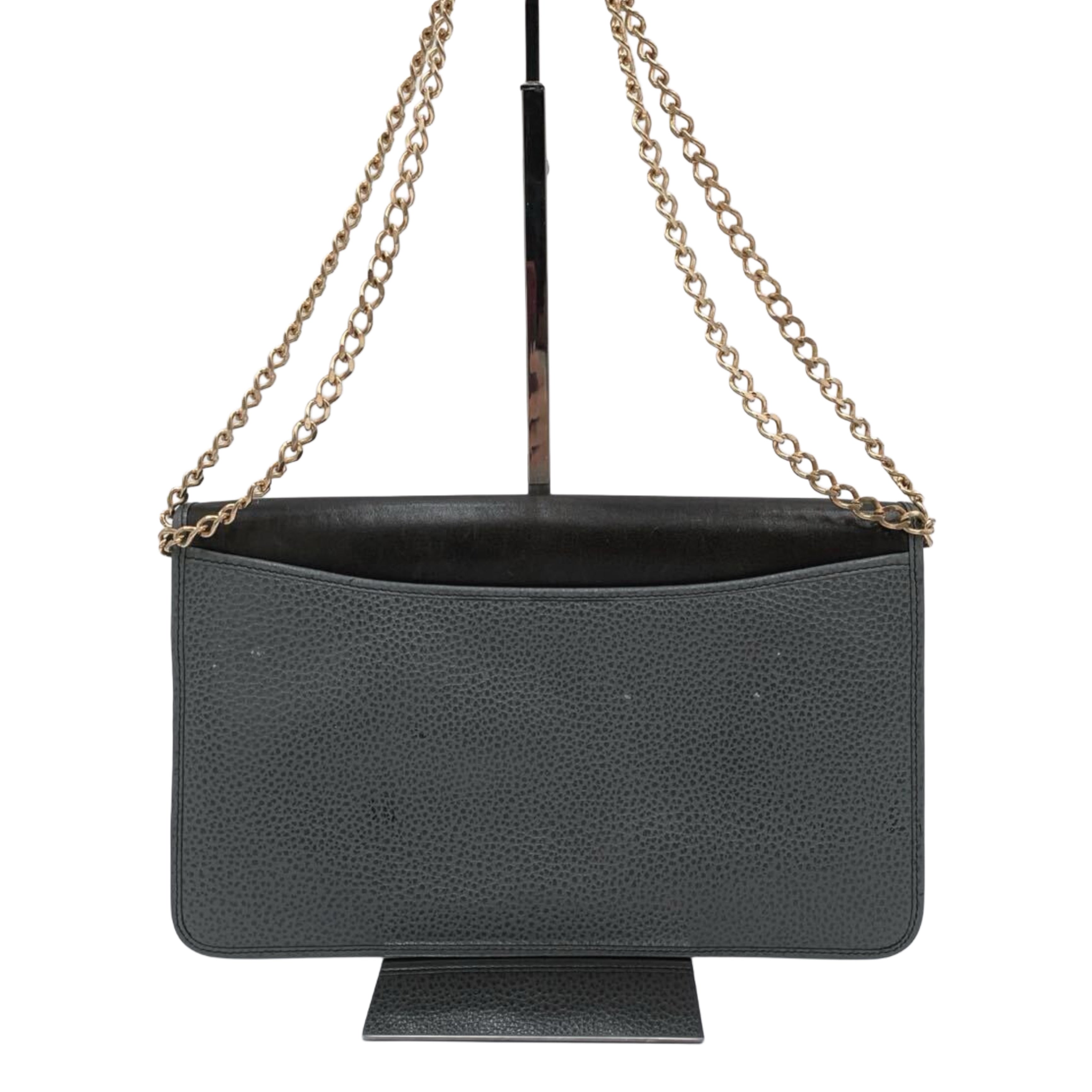 Christian Dior Leather Shoulder Bag with Gold Chain Hardware