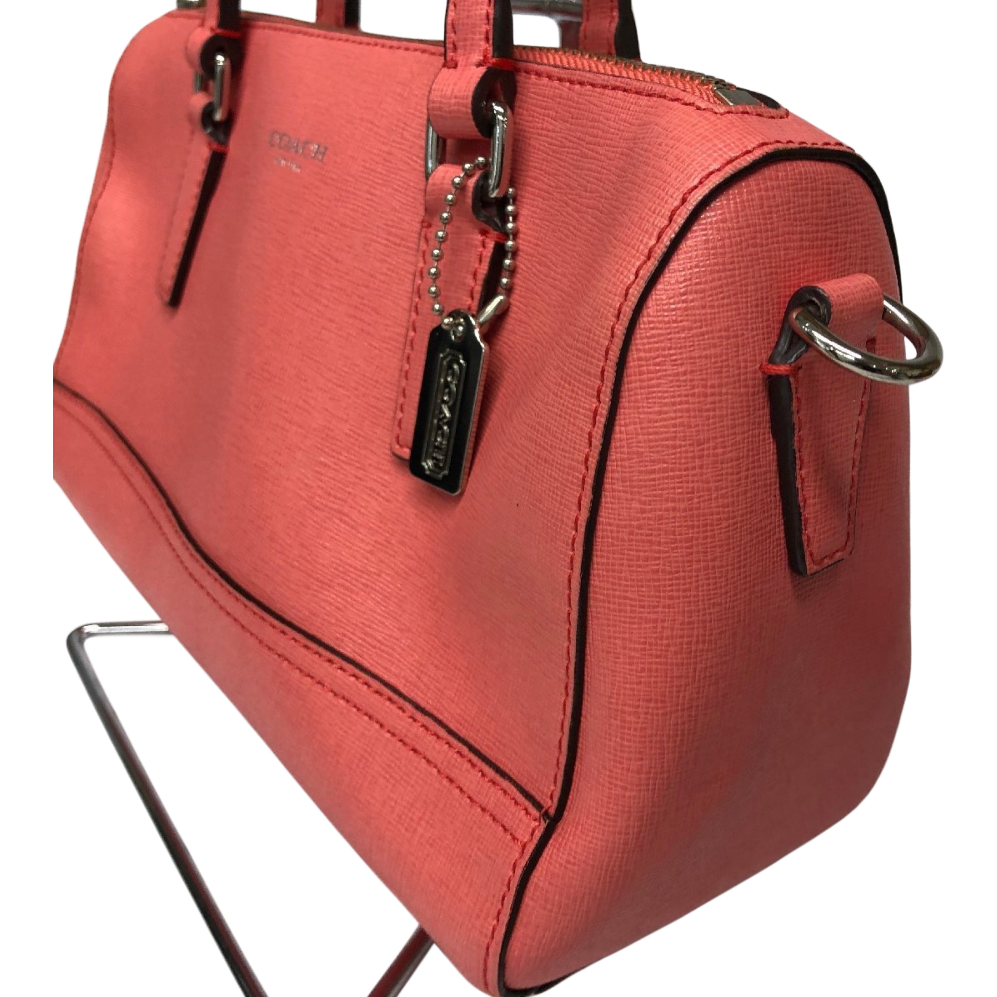 Coach Leather 2 Way Mini Boston Bag Pink