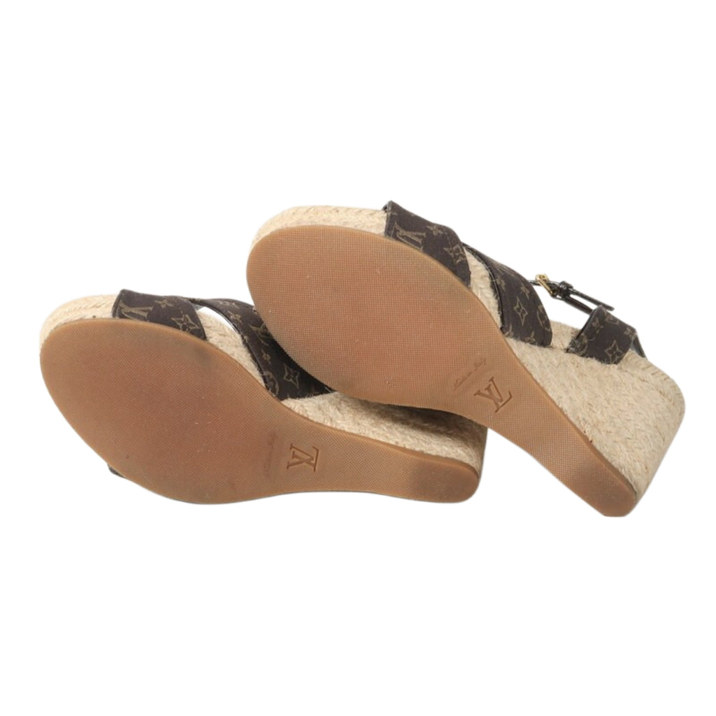 Louis Vuitton Monogram Idylle Majorca Espadrille Wedge Sandals Size 37
