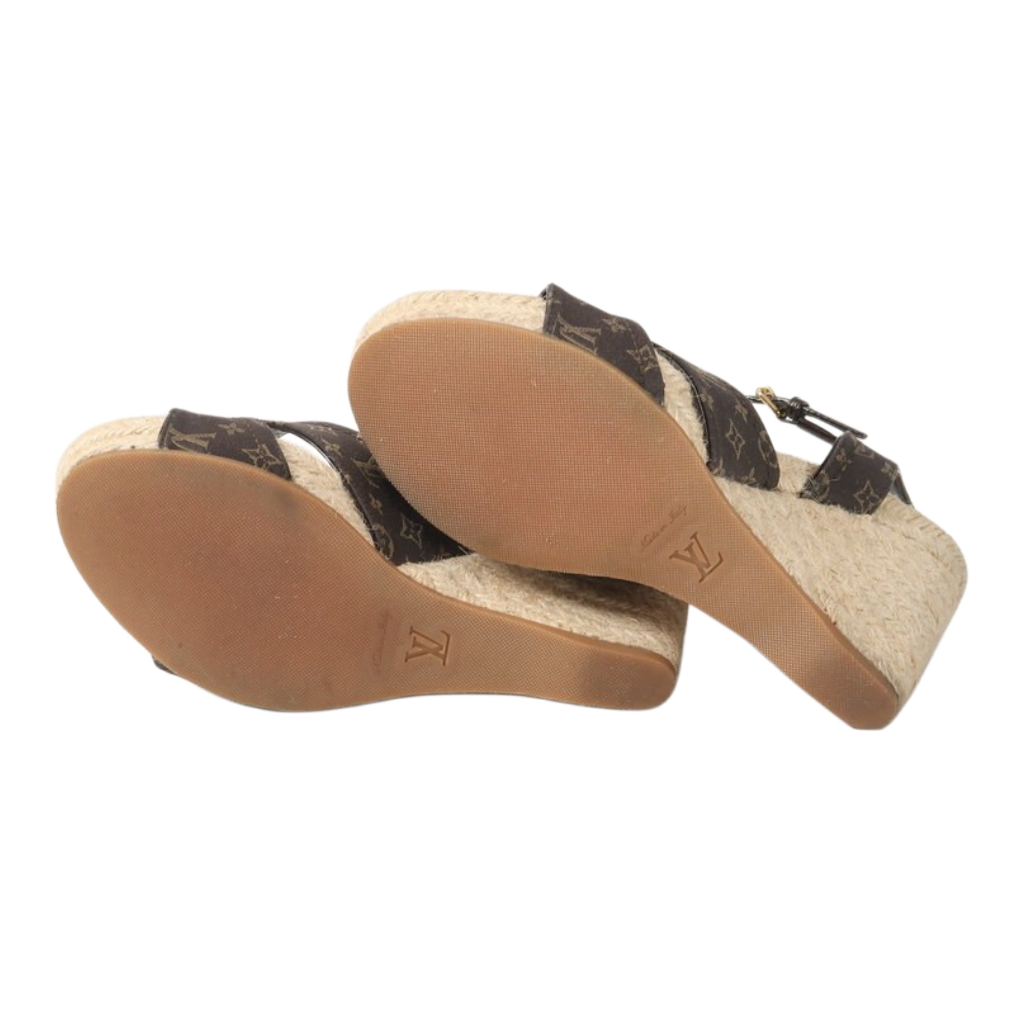 Louis Vuitton Monogram Idylle Majorca Espadrille Wedge Sandals Size 37