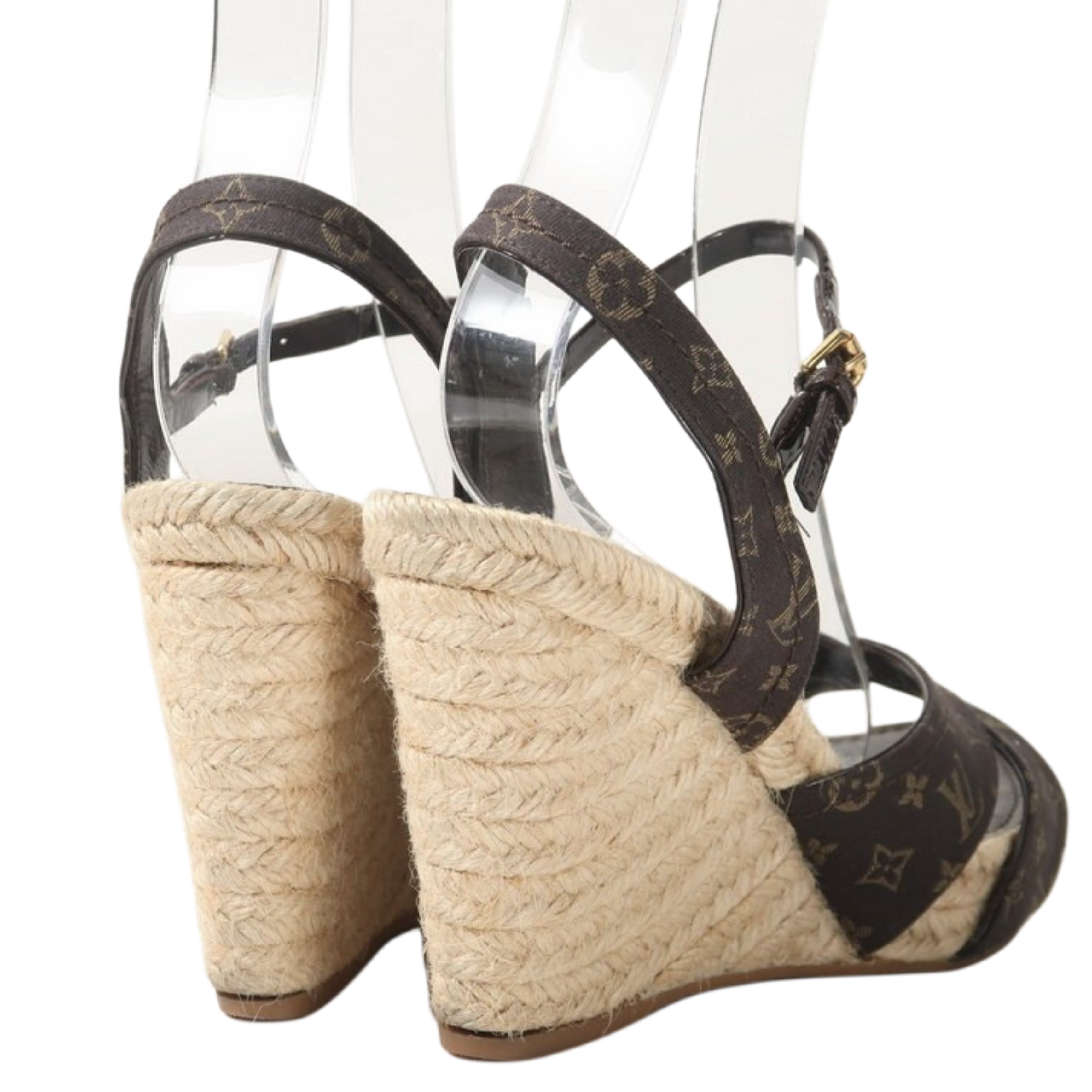 Louis Vuitton Monogram Idylle Majorca Espadrille Wedge Sandals Size 37