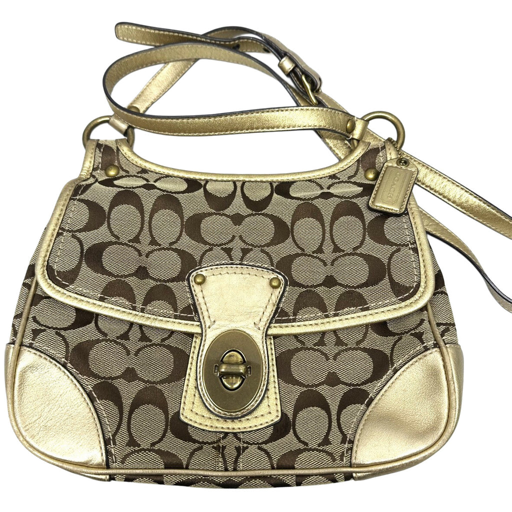 Coach Signature Canvas Turnlock Shoulder Bag