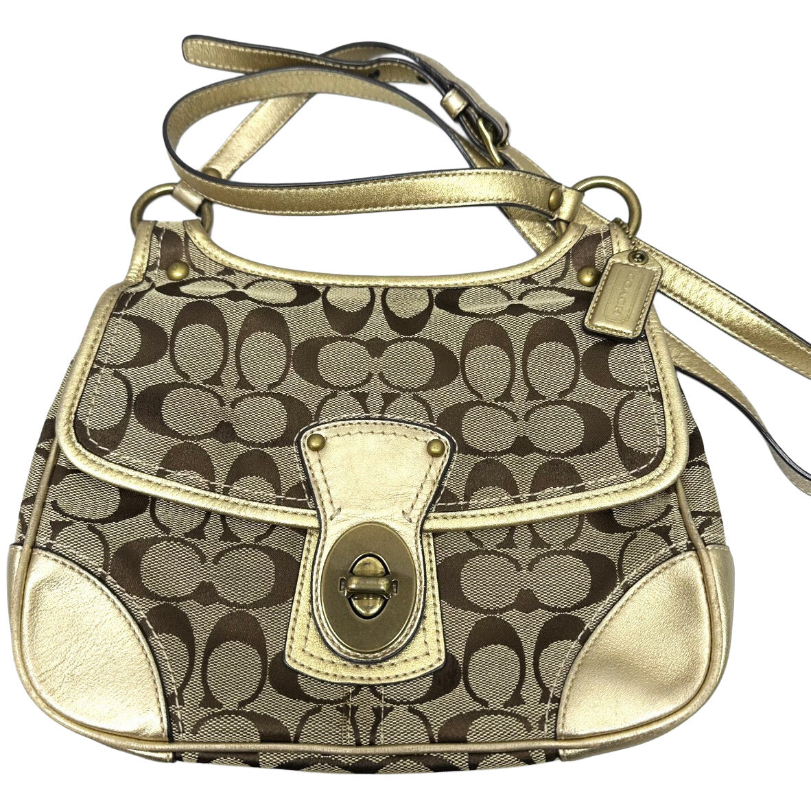 Coach Signature Canvas Turnlock Shoulder Bag