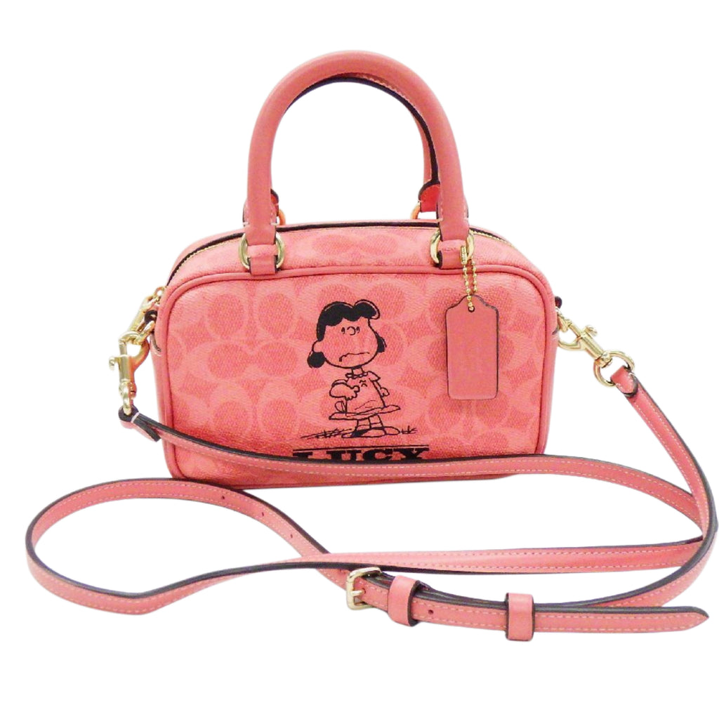 Coach x Peanuts Lucy Satchel Crossbody CBJ62 Bright Coral