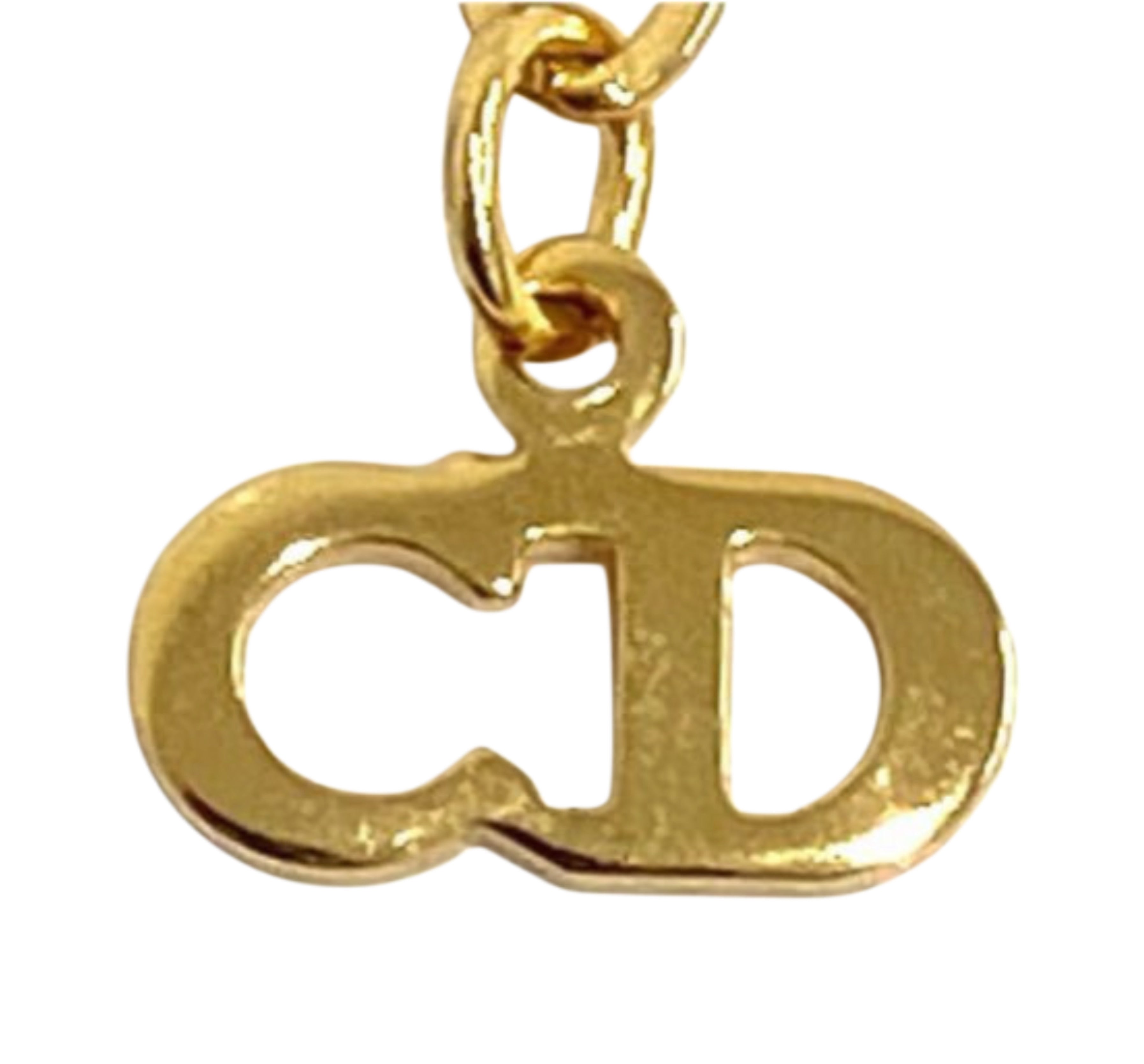 CHRISTIAN DIOR Rhinestone Logo Heart Pendant Necklace