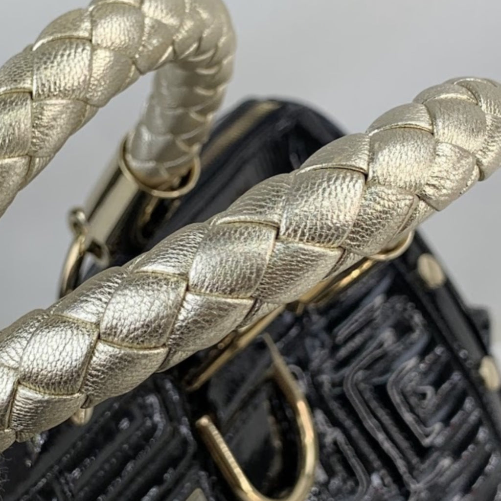 Versace Couture Black Patent Leather Boston Bag