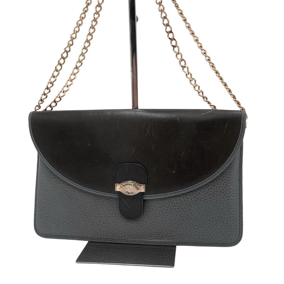 Christian Dior Leather Shoulder Bag with Gold Chain Hardware