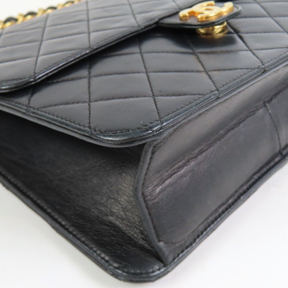 Chanel Coco Mark Matelassé Lambskin Chain Black Shoulder Bag