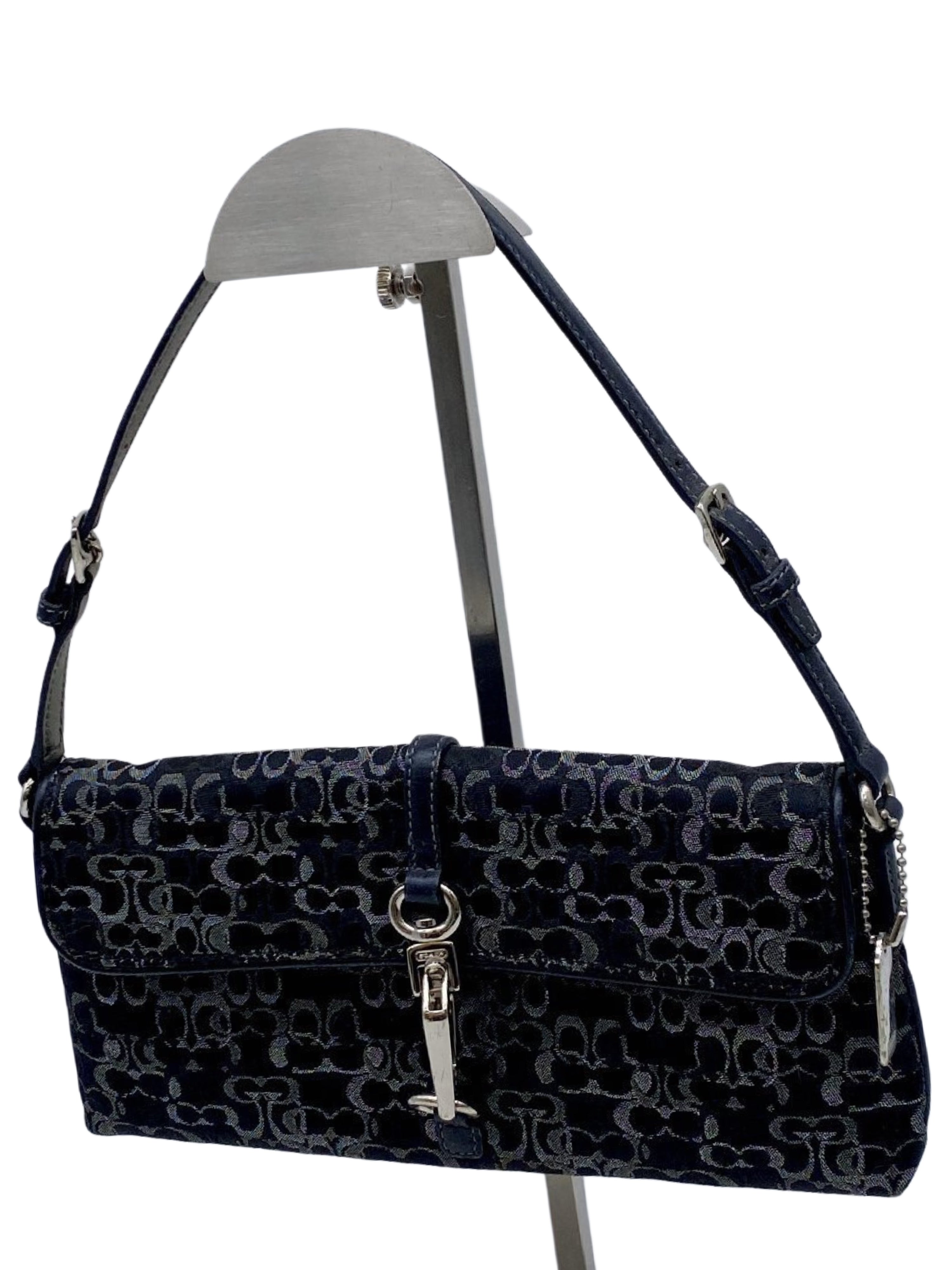 Coach Black Optic Hamptons Soft Clip Shoulder Bag