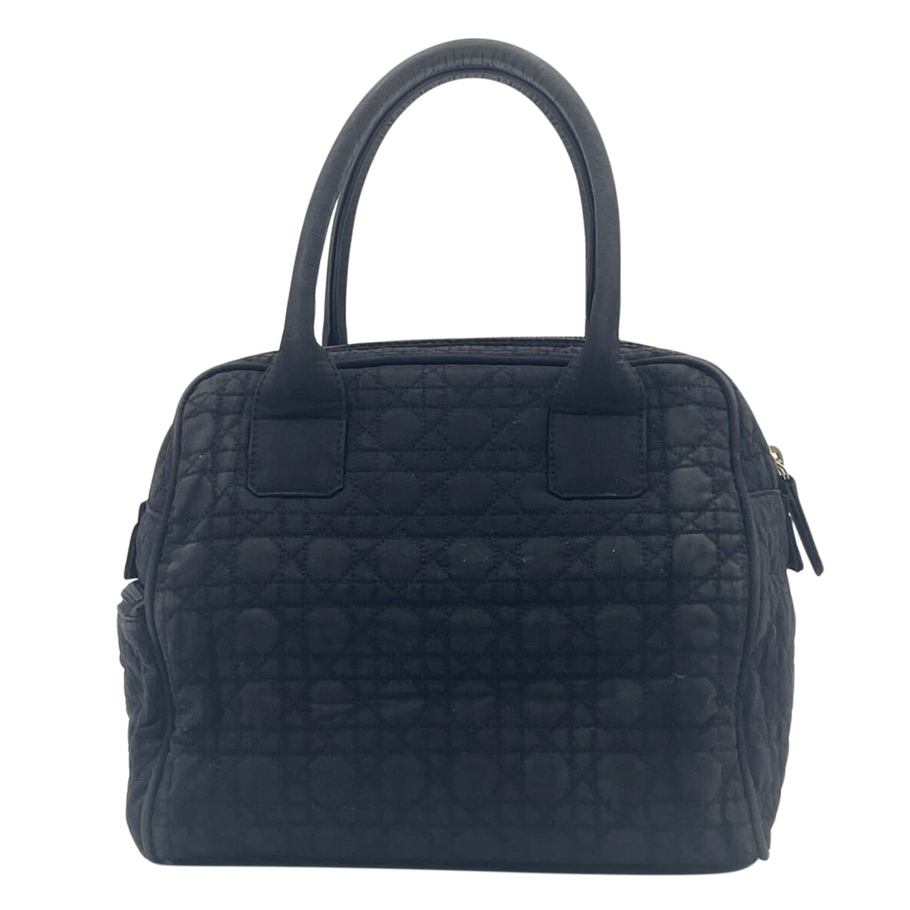 Christian Dior Cannage Mini Boston Handbag Black and Gold