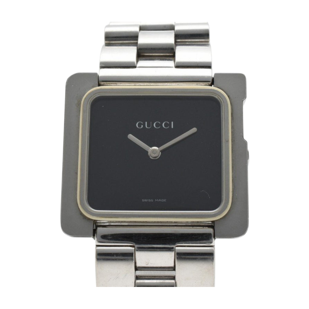 Gucci 3600M Square Stainless Steel Quartz Watch Black Dial
