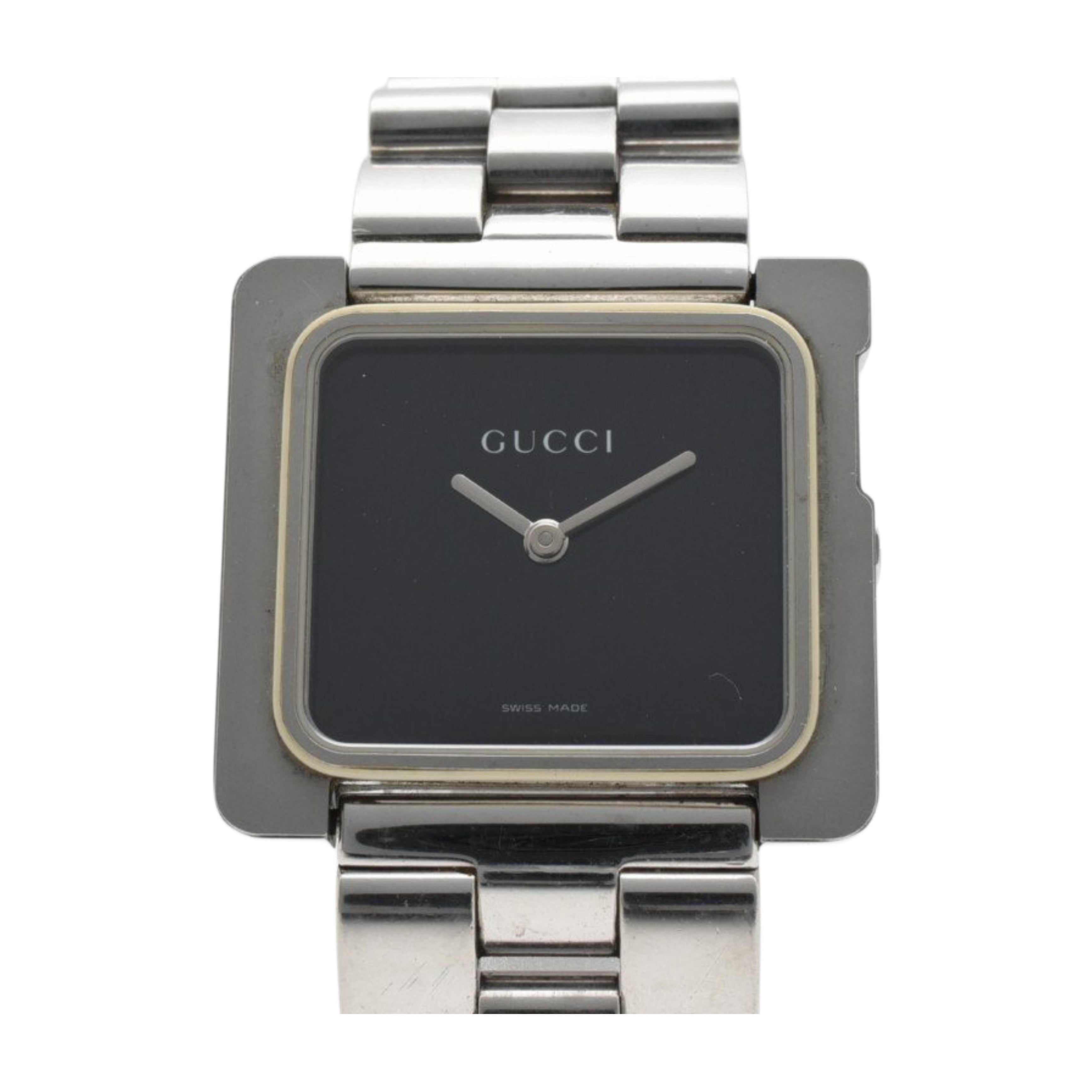 Gucci 3600M Square Stainless Steel Quartz Watch Black Dial