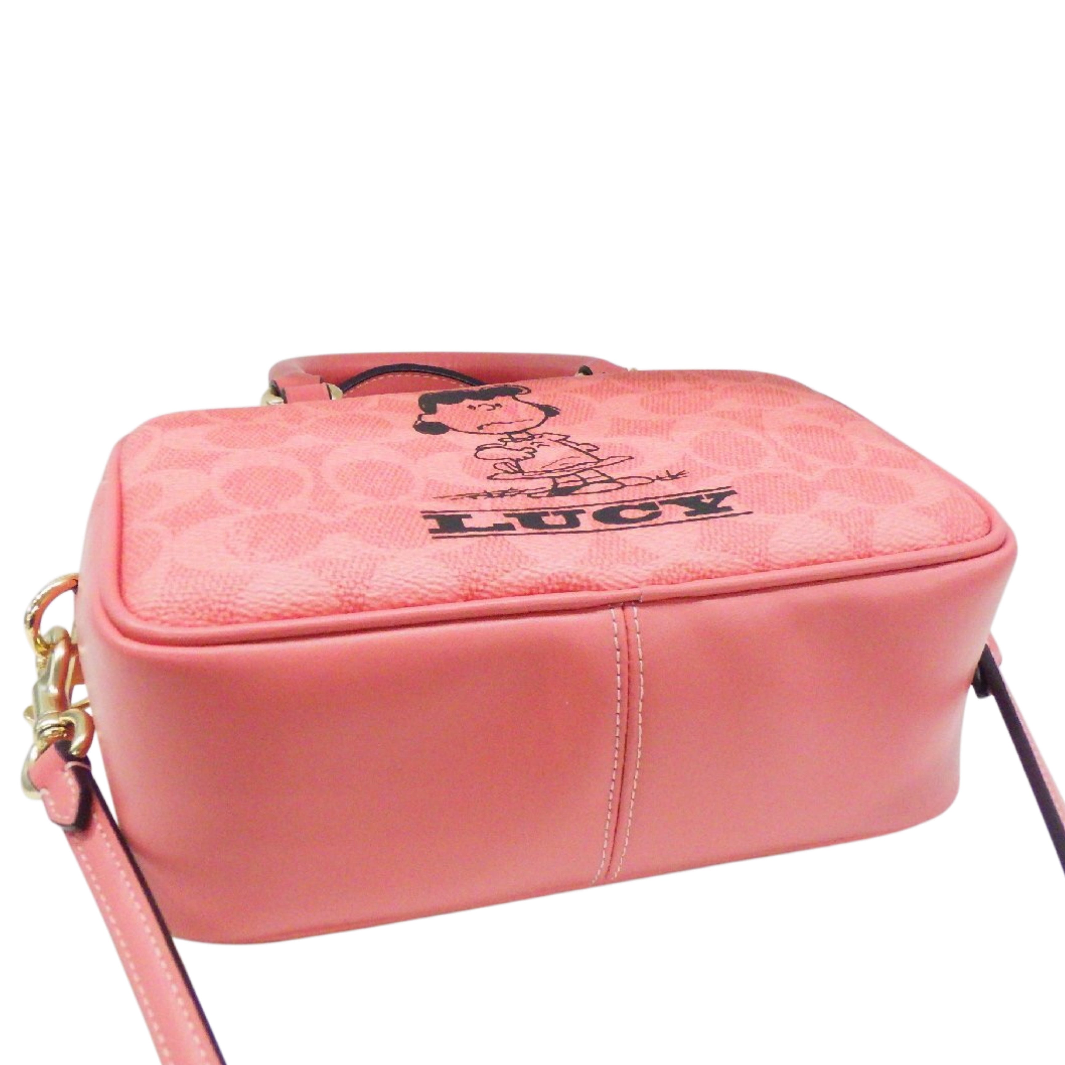 Coach x Peanuts Lucy Satchel Crossbody CBJ62 Bright Coral
