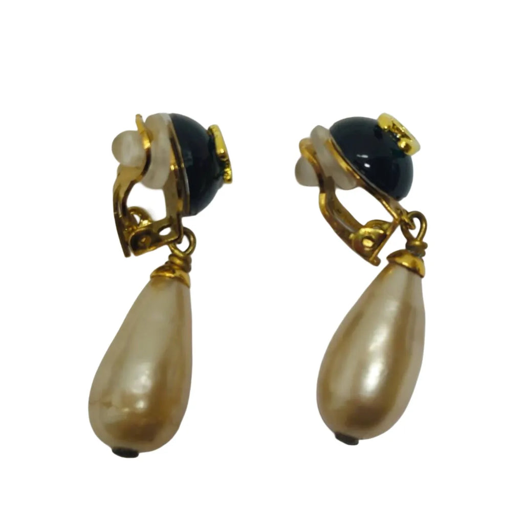 CHANEL Pearl Earrings Coco Mark CC