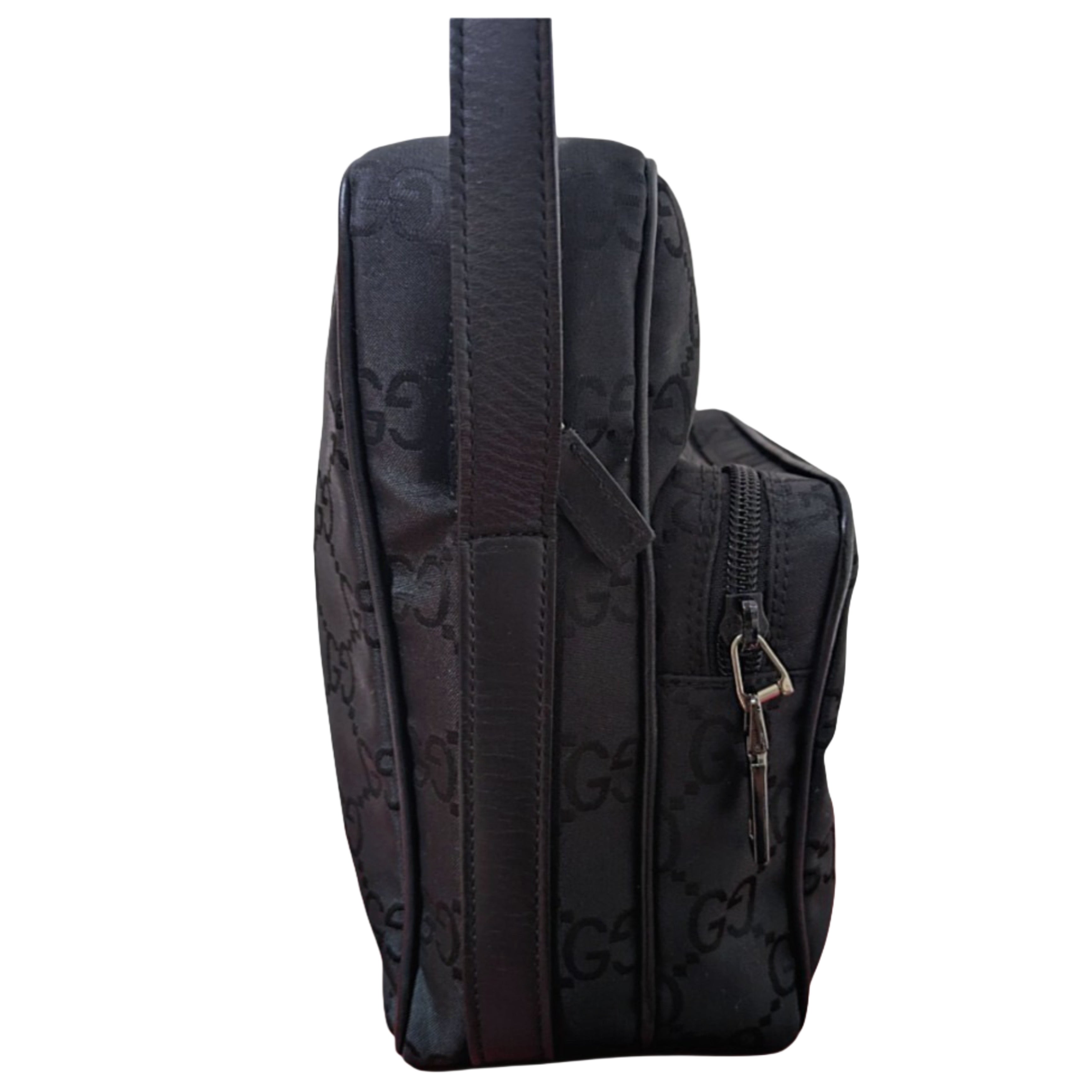 Gucci Black GG Nylon and Leather Unisex Crossbody/Shoulder Bag