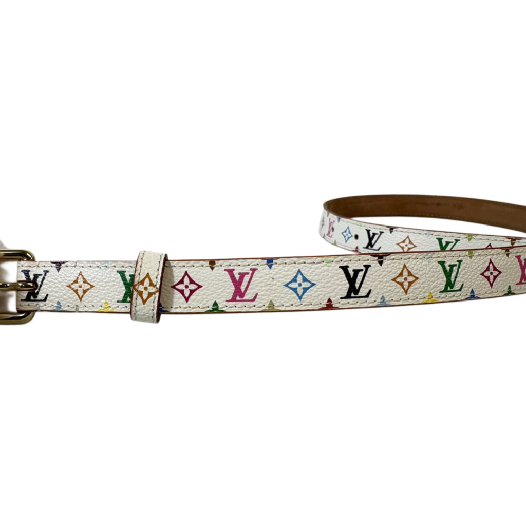 Louis Vuitton Multicolor Monogram Belt White Size 70/28