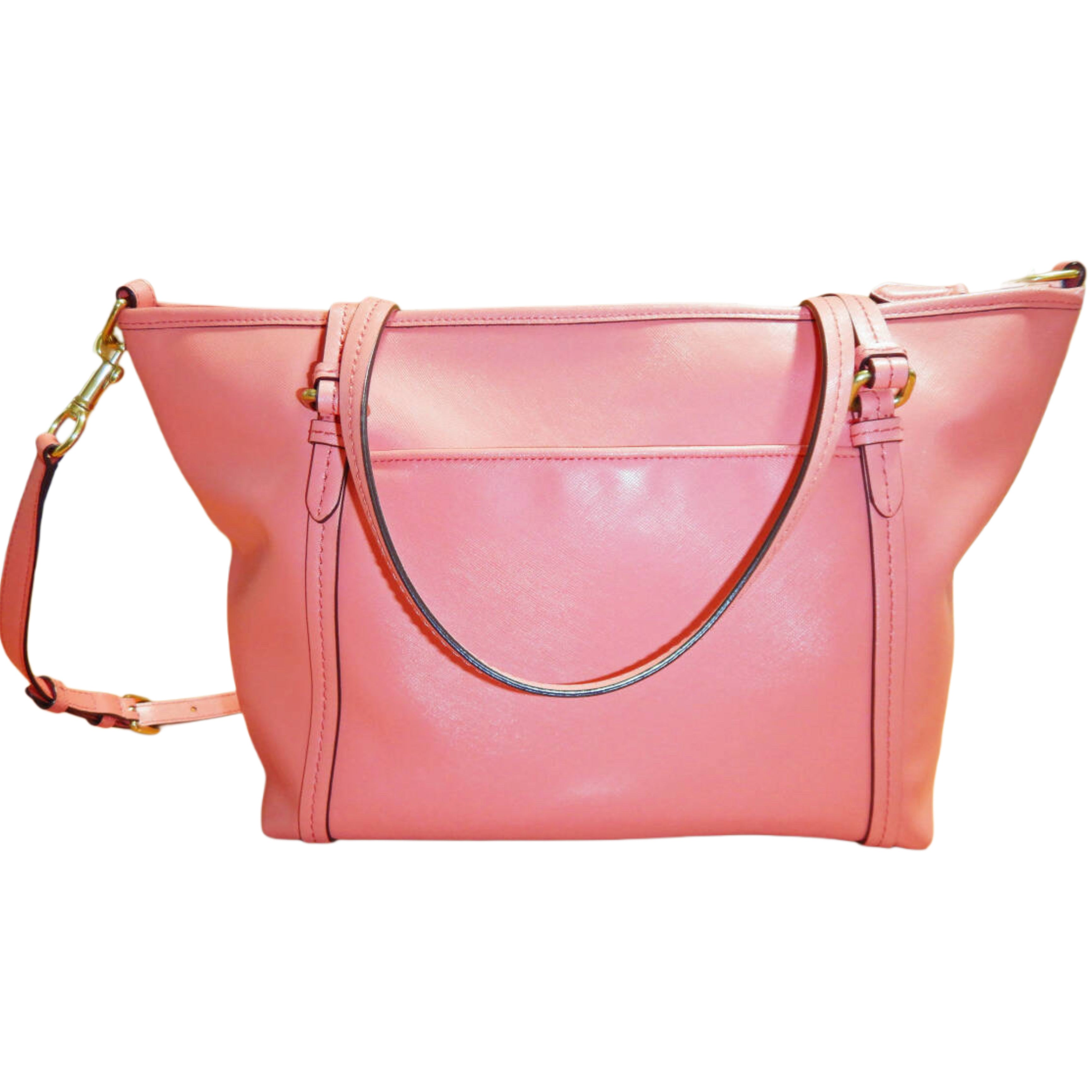 Coach Pink Peyton Leather Pocket Tote Bag