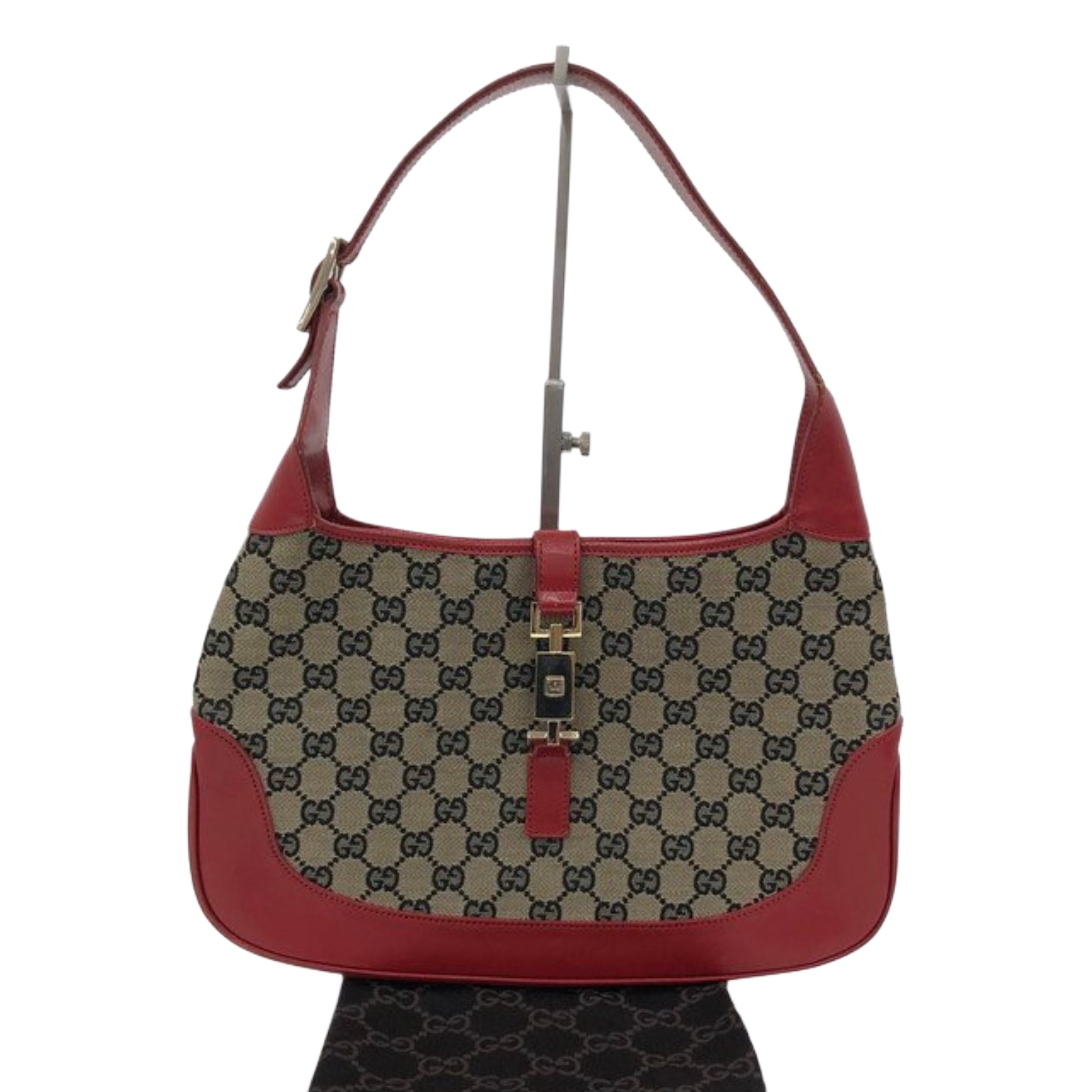 Gucci GG Canvas Jackie Red Hobo Shoulder Bag