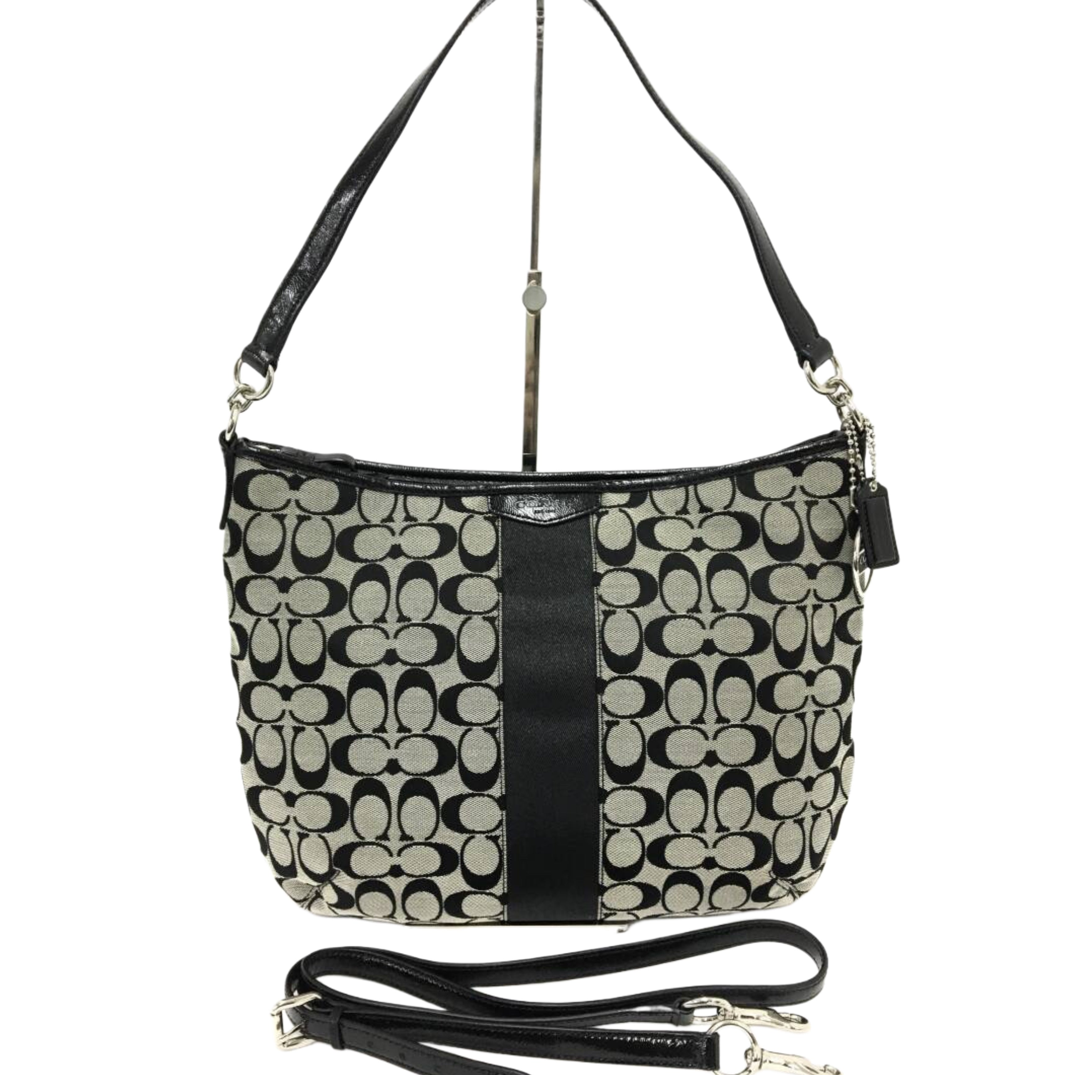 Coach Signature Stripe Jacquard Hobo Bag