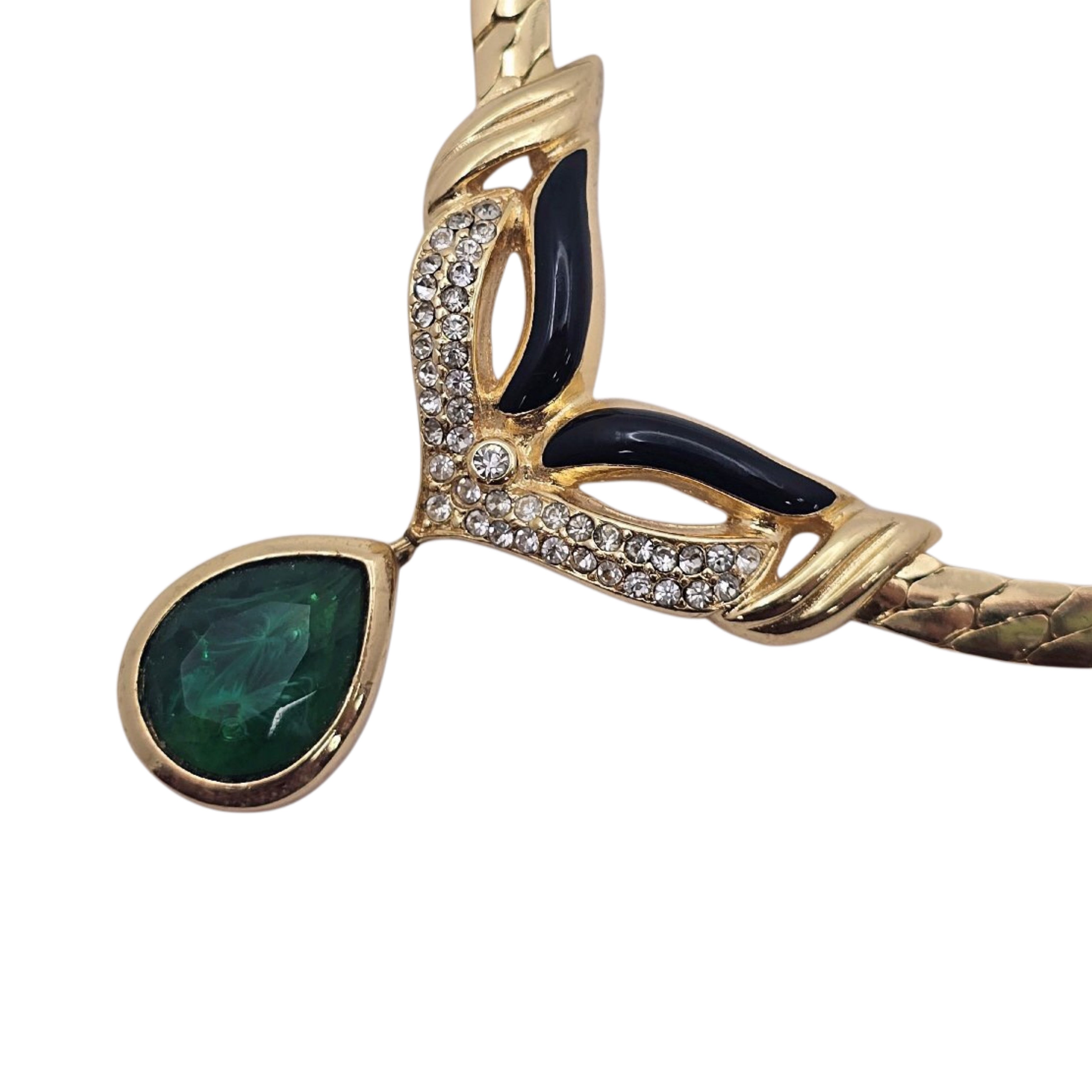 CHRISTIAN DIOR Gripoix Emerald Necklace