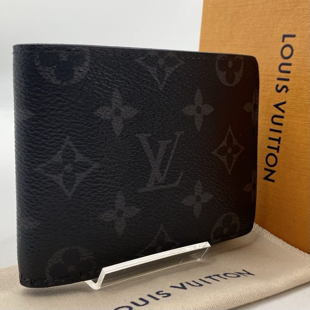 LOUIS VUITTON Monogram Eclipse Noir Bi-Fold Wallet $450  Very Good Condition