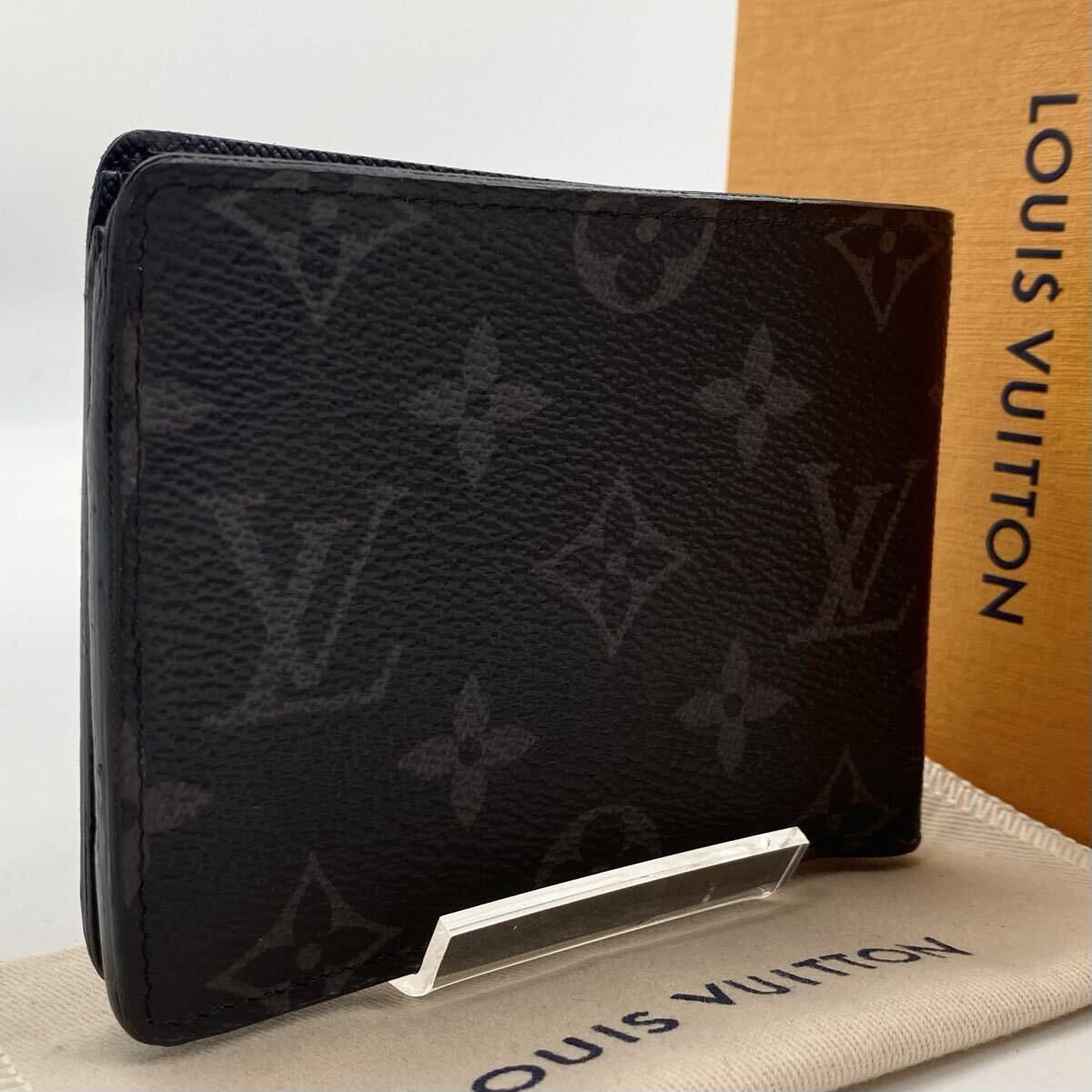 LOUIS VUITTON Monogram Eclipse Noir Bi-Fold Wallet $450  Very Good Condition