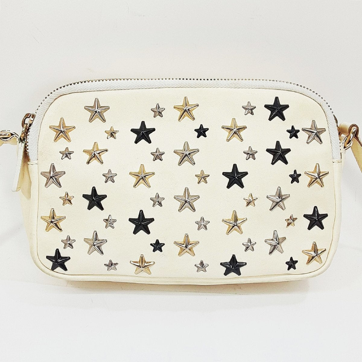 JIMMY CHOO Leather Ivory/Star Studded Shoulder Bag