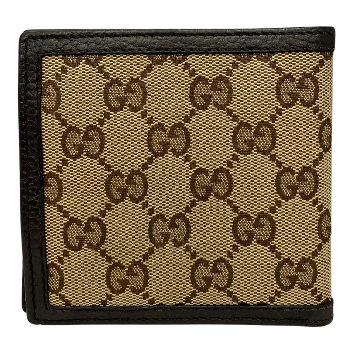 Gucci GG Canvas Bi-Fold Wallet Beige and Dark Brown