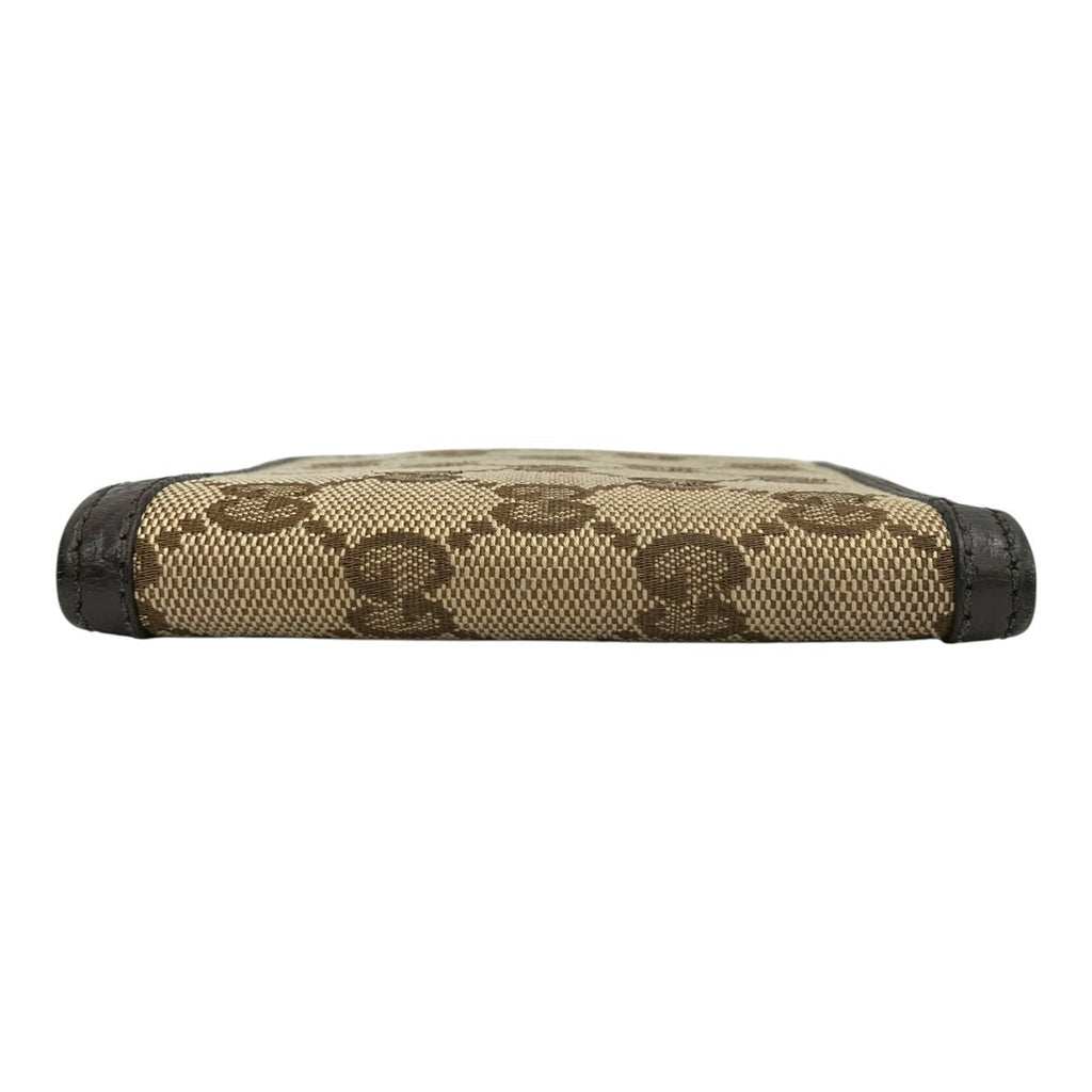 Gucci GG Canvas Bi-Fold Wallet Beige and Dark Brown