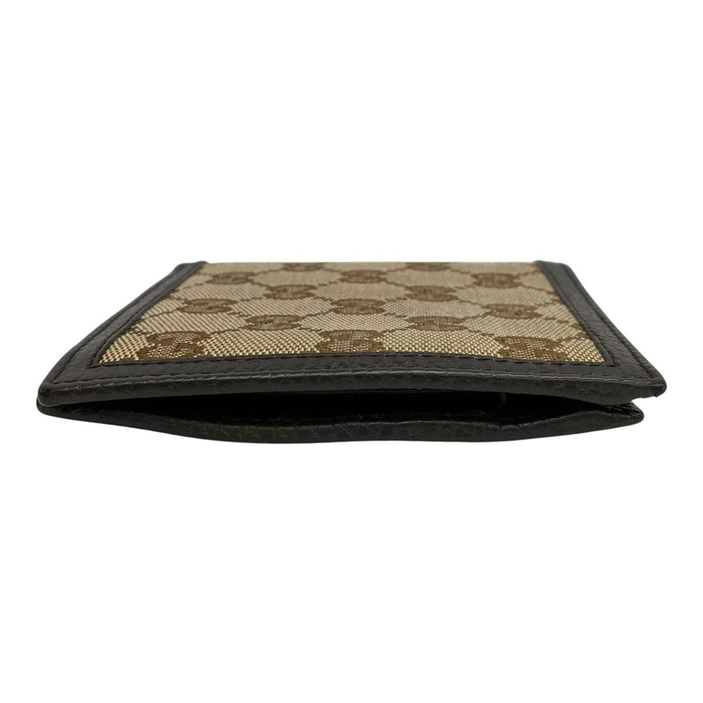Gucci GG Canvas Bi-Fold Wallet Beige and Dark Brown