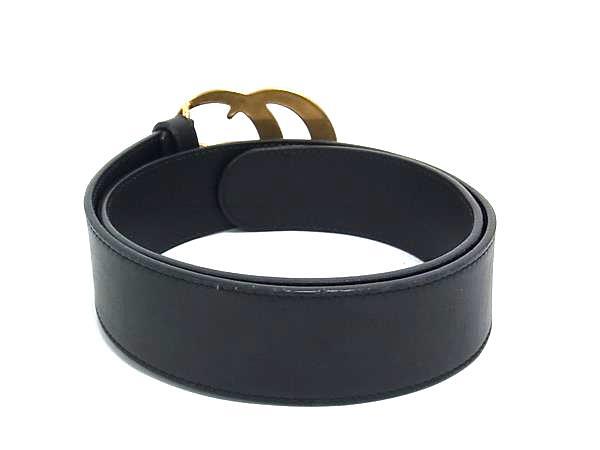 Gucci GG Marmont Black Leather Unisex Belt 70/28 with Gold Hardware